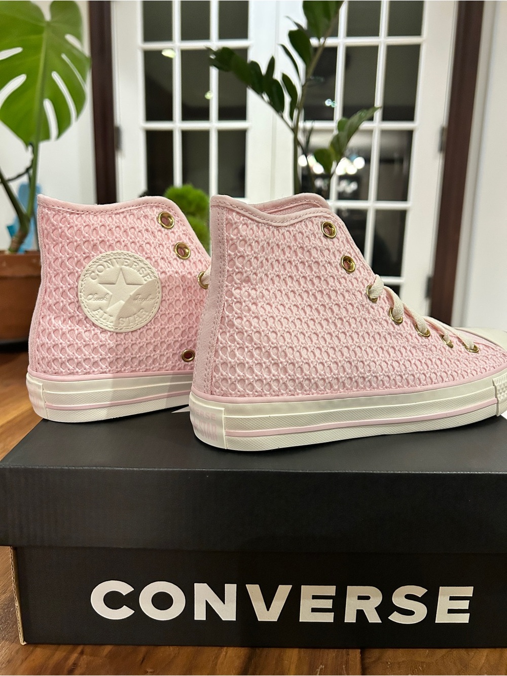Converse Pink High-Top Woven Knit Sneakers
